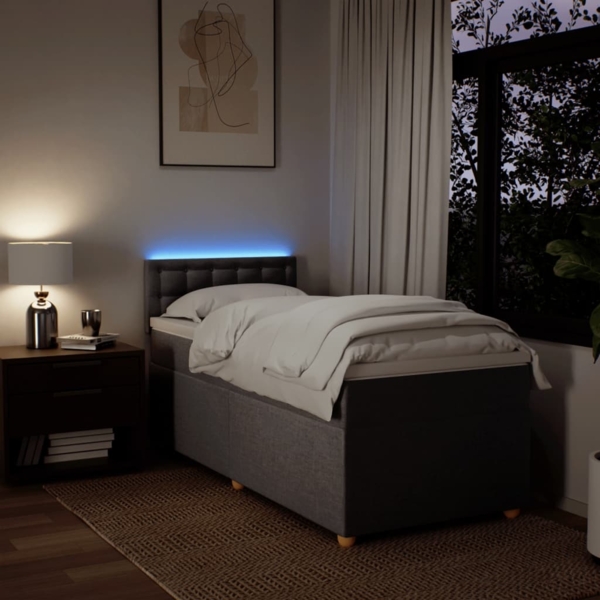 vidaXL Boxspringbett mit Matratze Taupe 90x200 cm Stoff 3288881 Bild 4