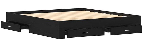 vidaXL Bettrahmen Schwarz Eichen-Optik 180 x 200 cm Holzwerkstoff 3333962 Bild 4