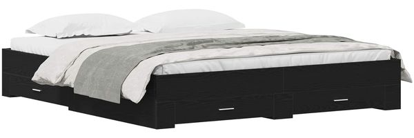vidaXL Bettrahmen Schwarz Eichen-Optik 180 x 200 cm Holzwerkstoff 3333962 Bild 2