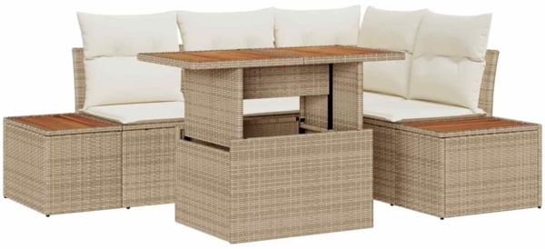 vidaXL Garten Essgruppe mit Kissen mit Kissen 5 pcs Beige und Creme 3350068