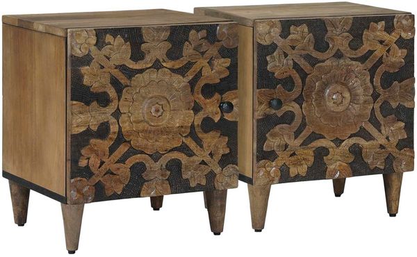 vidaXL Nachttisch 2 pcs Braun 40 x 33,5 x 46 cm Massivholz Mango 4018329