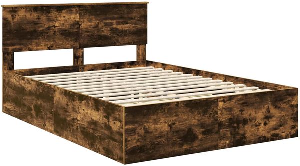 vidaXL Bettrahmen Geräucherte Eiche 150 x 200 cm Holzwerkstoff 3408659 Bild 4