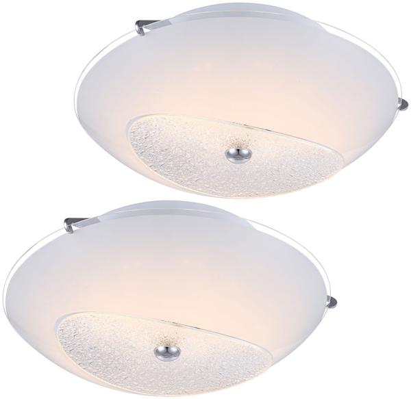 2er Set LED Deckenleuchte, Kristalle, Glas Chrom, D 25 cm