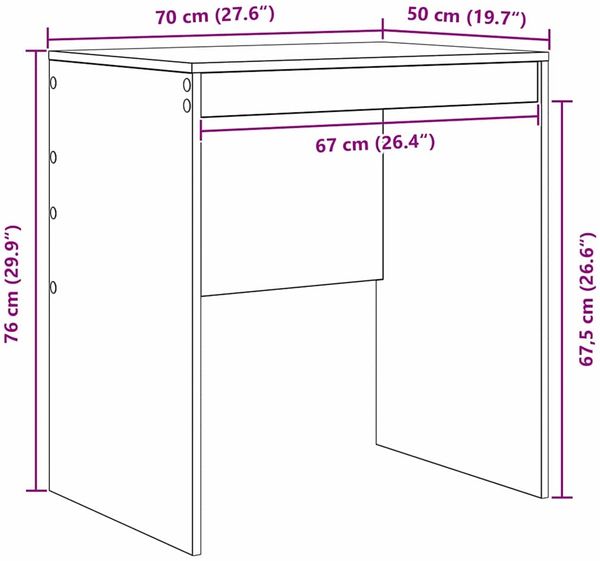 vidaXL Schreibtisch Schwarz Eichen-Optik 70 x 50 x 76 cm 869419 Bild 10