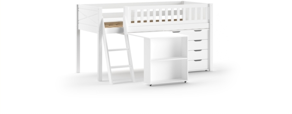 Weißes Bett Scott 207,6 x 134,7 x 114 cm Kiefernholz MDF Bild 3