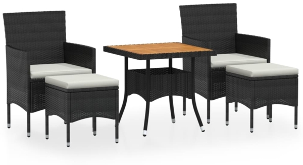 vidaXL 5-tlg. Garten-Essgruppe Poly Rattan & Massivholz Akazie Schwarz 3058332