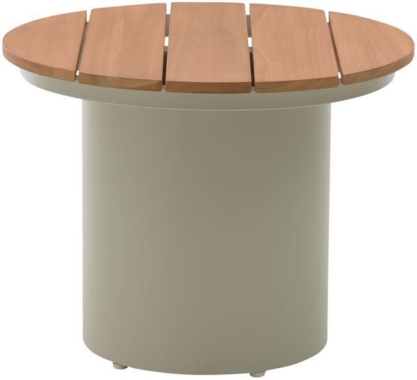 7015 Beistelltisch 50x50, rund, Platte: Teakholz natur, Gestell: Alu Taupe