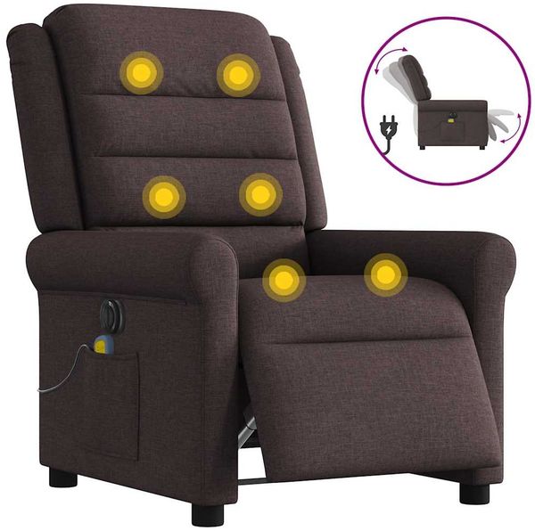 vidaXL Massagesessel Elektrisch Dunkelbraun Stoff 3303309