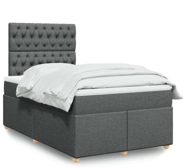 vidaXL Boxspringbett mit Matratze Dunkelgrau 120x190 cm Stoff 3293527