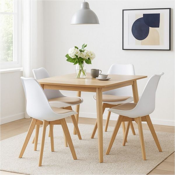 HTI-Living Esszimmerstuhl 4er Set Design-Stühle mit Sitzpolster (Set, 4 St), Esszimmerstuhl Kunststoffschale Samtbezug Holzfüße