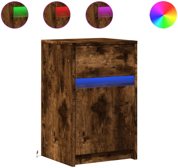 vidaXL Nachttische mit LED-Leuchten 2 Stk. Räuchereiche Holzwerkstoff 852007