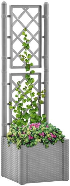 vidaXL Garten-Hochbeet mit Spalier und Selbstbewässerungssystem Grau 317577