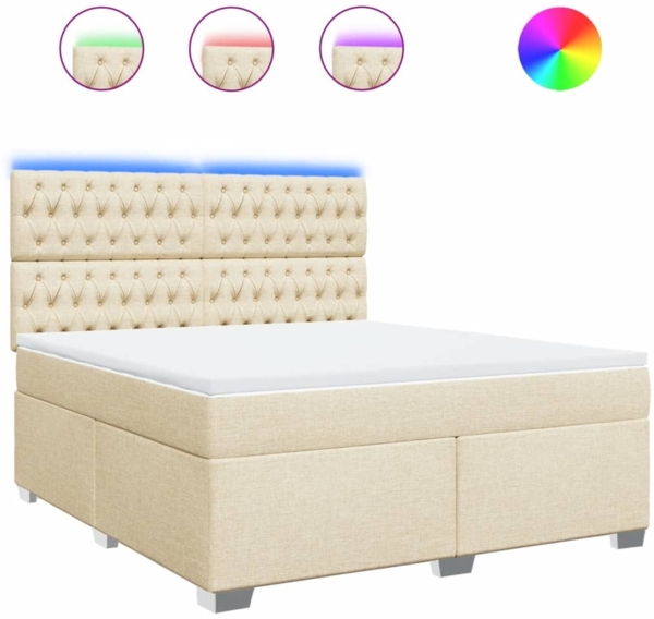 vidaXL Boxspringbett mit Matratze Creme 180x200 cm Stoff 3292879