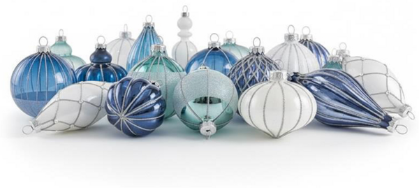 Weihnachtskugel 35er Set SNOWFALL Glas Blau