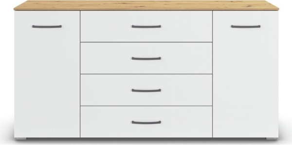 rauch Aditio Box, Kommode, 2-türig, 4 Schubladen, mit Softclose-Funktion, Farbe Weiß/Eiche Artisan, BxHxT 160x81x43cm Bild 2