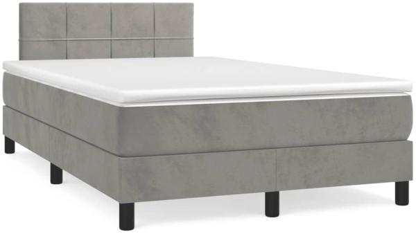 vidaXL Boxspringbett mit Matratze Hellgrau 120x190 cm Samt 3269837