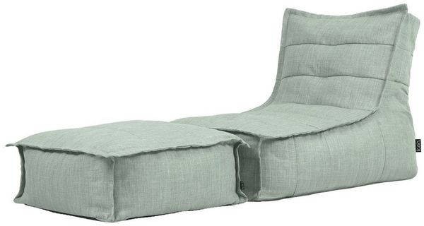 icon Sitzsack Outdoor mit Liege und Fußhocker „Dolce“ (Spar-Set, 1 x Sitzsack, 1 x Fußhocker), 75x75x96cm, Made in Germany, UV-beständig, wetterfest