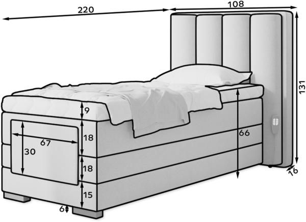 Eltap Veros Elektrischen Bett (Gojo 40) 90x200 Holzrahmen Bild 3