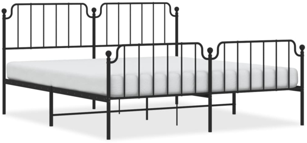 vidaXL Bettgestell mit Kopf- und Fußteil, Metall, Schwarz, 183x213 cm