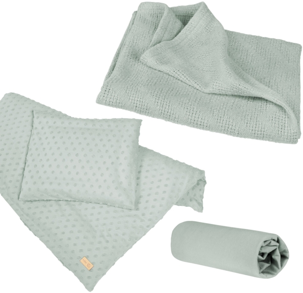 roba Geschenkset 'Lil Planet' - Bio-Jersey Schlafen klein - Bettdecke - Laken - Babydecke - Frosty Green