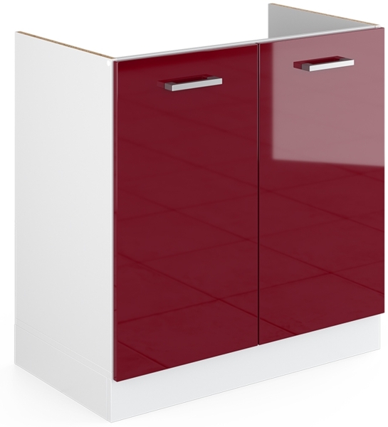 Spülenunterschrank R-Line Bordeaux Hochglanz 80 cm mit Türen, ohne Arbeitsplatte Vicco
