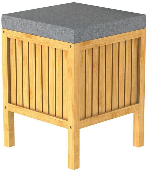 EISL 2-in-1 Wäschekorb mit Sitzkissen Bambus 39x39x52,5 cm 438814