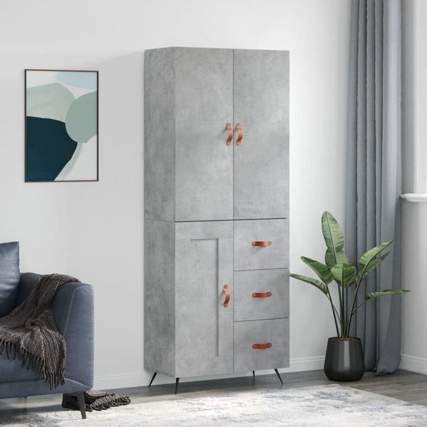 vidaXL Highboard Betongrau 69,5x34x180 cm Holzwerkstoff 3195991