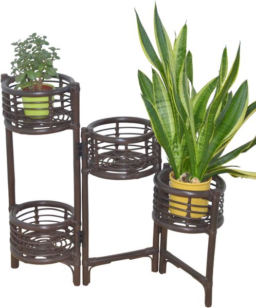 Blumenständer / Raumteiler aus Rattan, braun