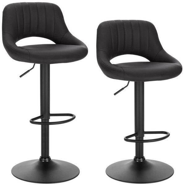 EUGAD 0666BY-2 2X Barhocker Designer Hocker Tresenhocker Bistrohocker 360° drehbar stufenlos höhenverstellbar mit Rückenlehne aus Kunstleder und Stahl Anthrazit