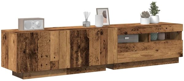 vidaXL TV-Schrank mit LED-Leuchten Altholz-Optik 180x35x40 cm 3329163