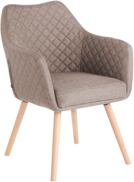 CLP Esszimmerstuhl Gent mit Armlehne, Sessel mit Holzgestell, moderner Küchenstuhl,taupe natura
