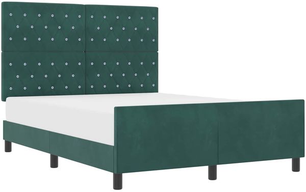 vidaXL Boxspringbett mit Kopfteil Dunkelgrün 140 x 200 cm Samt 3344882 Bild 2