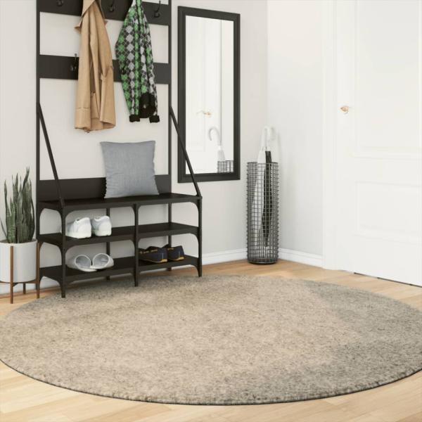 vidaXL Teppich ISTAN Hochflor Glänzend Beige Ø 200 cm 375661