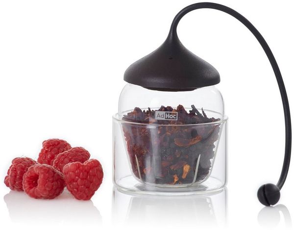 AdHoc Teesieb Glas-Teefilter Fusion, Glas, Silikon, (1-St), perfekt für großblättrige Teesorten oder Gewürze