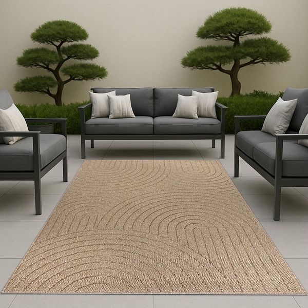 Carpetia Outdoorteppich In- & Outdoorteppich Jute-Optik, rechteckig, Höhe: 6 mm, robuste Struktur wetterfest & pflegeleicht