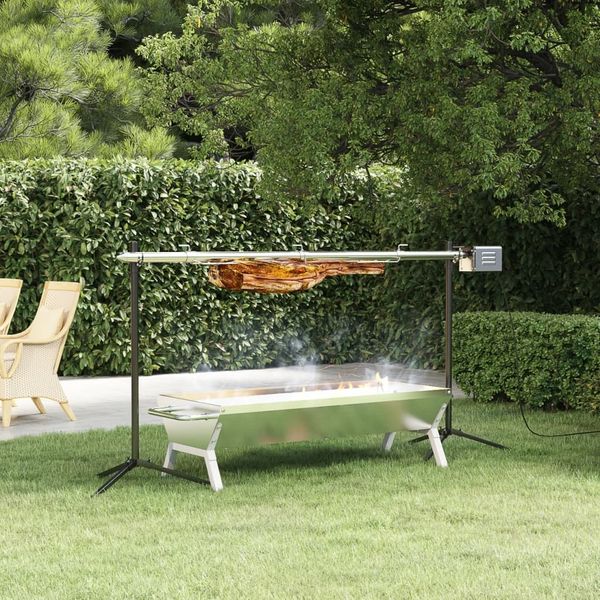 vidaXL Grill Silbern 118x42x30,5 cm Edelstahl 319969