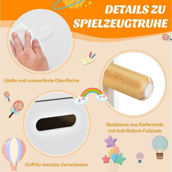COSTWAY Spielzeugtruhe Kinderregal, aus Holz, 60 x 30 x 44 cm