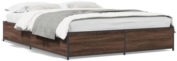 vidaXL Bettgestell Braun Eichen-Optik 150x200 cm Holzwerkstoff Metall 3279841