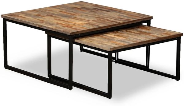 vidaXL Satztisch Couchtisch-Set 2-tlg. Recyceltes Teak Massiv 245406