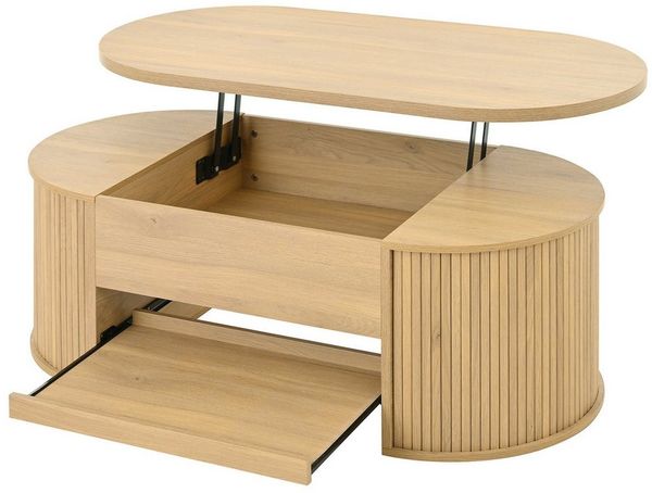 BlingBin Couchtisch (1-St, Höhenverstellbarer Couchtisch mit Ausziehbarer Ablage und Stauraum), Modernes Design für Ihr Wohnzimmer, 110×55.5×40CM