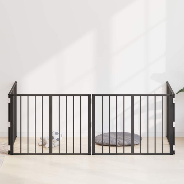vidaXL Hundetor 4 pcs Schwarz 80 x 60 cm Verzinkter Stahl 892010