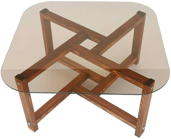 Dmora Wohnzimmertisch Aurano, Niedriger Wohnzimmertisch, Kaffeeregal, Couchtisch für Sofa, 80x80h40 cm, Eiche