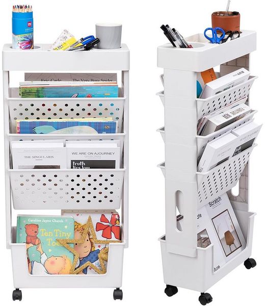 TUWENA Bücherregal Mobiles Bücherregal, ausziehbarer Aufbewahrungsorganizer