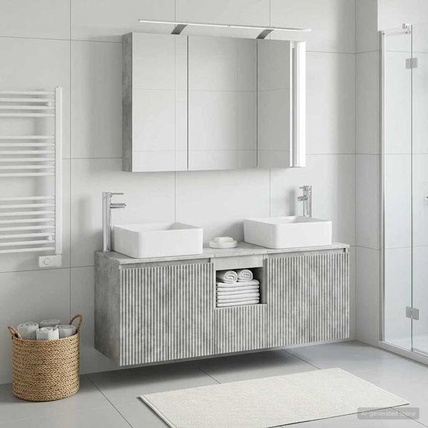vidaXL Badezimmerschrank-Set 4 pcs Betongrau 100 x 14,5 x 70 cm 3406378