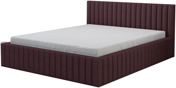 Polsterbett LOG-OM 120x200 ohne Matratze mit Bettkasten und Lattenrost. Farbe: PFLAUME 69