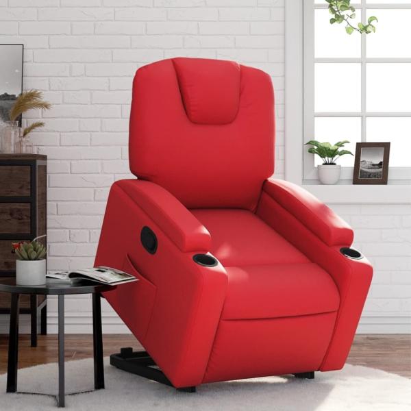 vidaXL Relaxsessel mit Aufstehhilfe Rot Kunstleder 3204435
