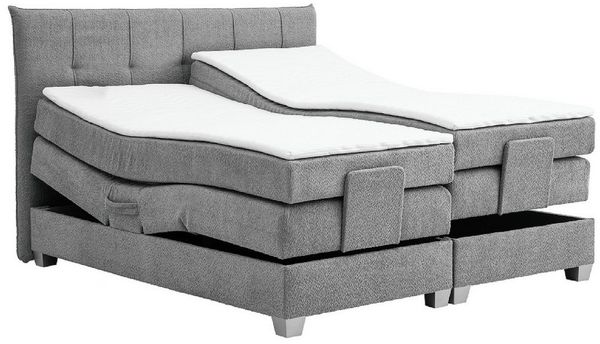 M-Punkt24 Boxspringbett ADRIA (140x200 cm, Boucle Grau), Mit Motor inkl. Matratze und Topper