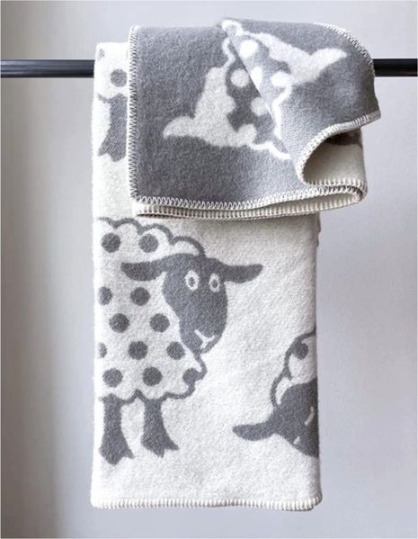 Wendedecke Wolldecke Plaid Kuscheldecke Öko-Wolle 130x200 cm (Polka Dot)