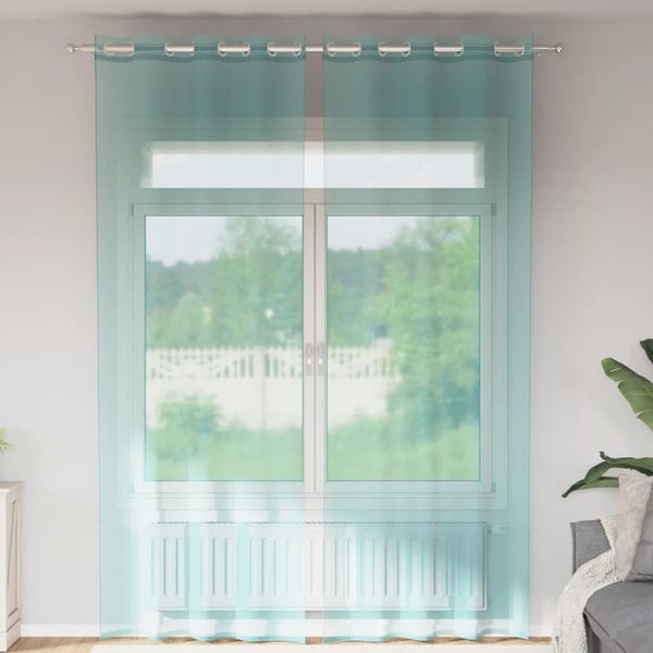 vidaXL Voile Vorhänge mit Ösen 2 Stk. Türkis 4102147
