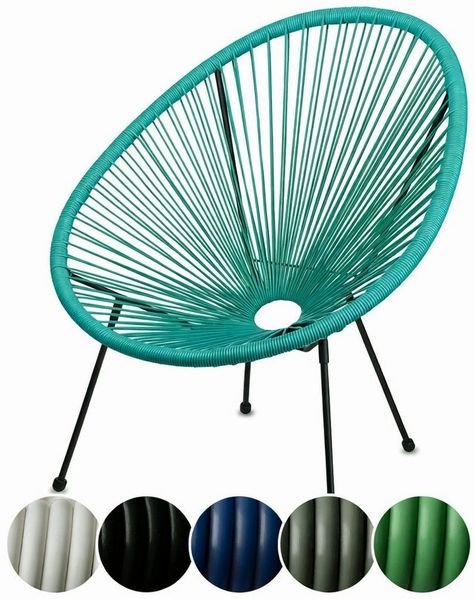 sunnypillow Gartenstuhl Acapulco, gemütlicher Loungesessel für Terrasse, Garten, Türkis